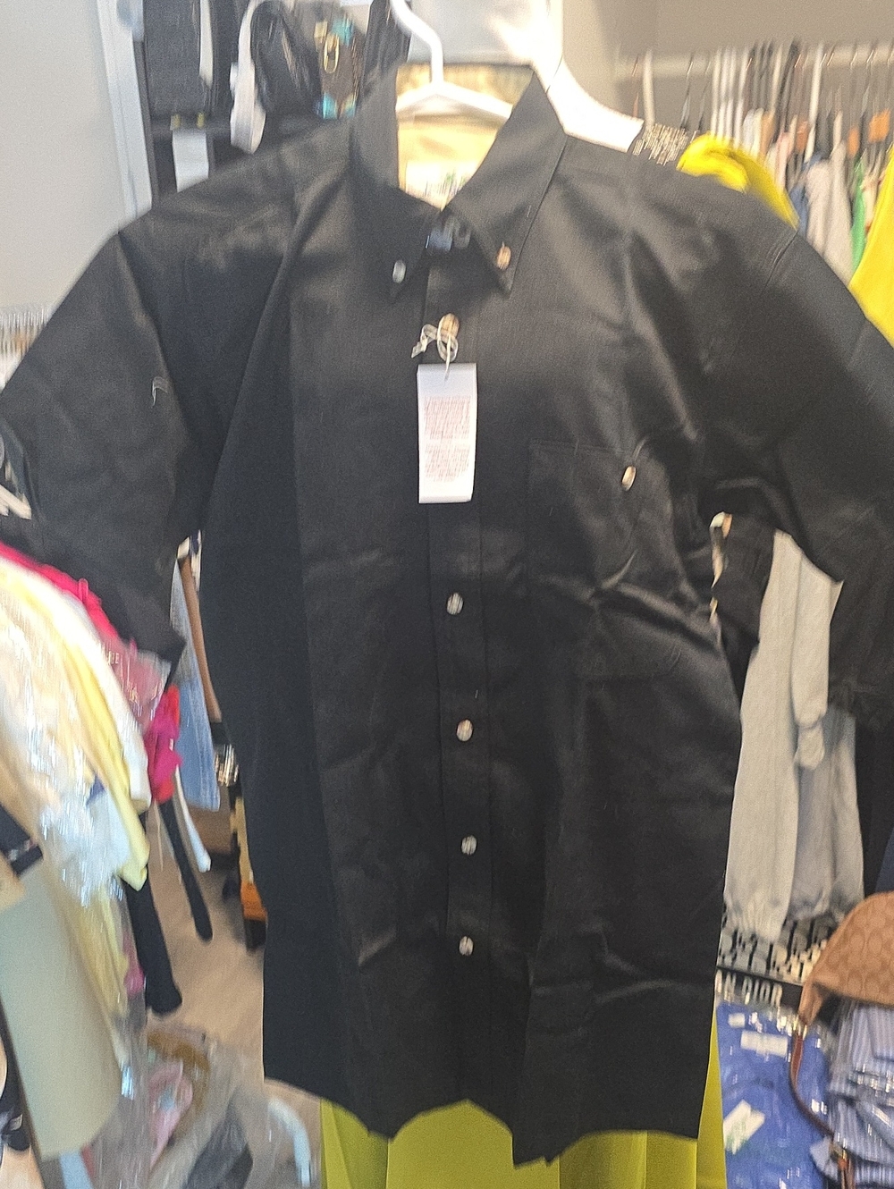 Men's Black Button-Up Work Shirt Jacket